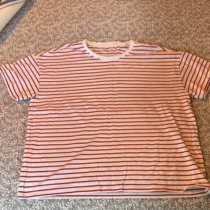 Cozy Earth Women's Short Sleeve Striped Tee - Red and White